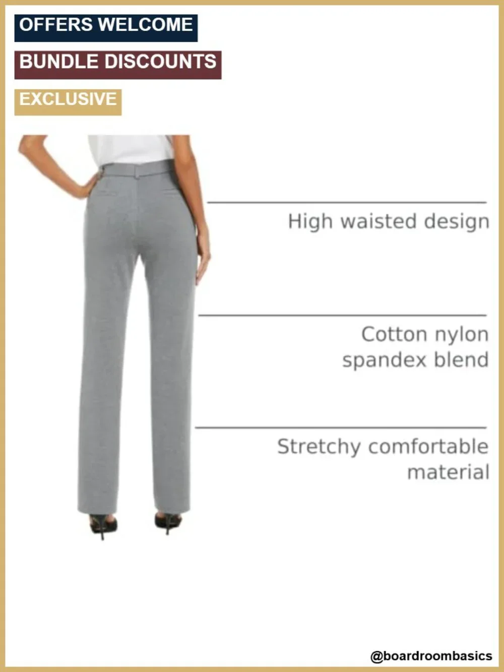 Women's Stretch Straight Leg Dress Pants Business Casual Slacks